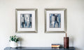 Set of Two Modern Blue Abstract Silver Framed Art