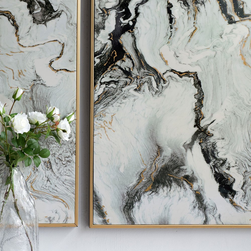 Set of Two White Framed Art