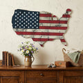 USA Americana 27" X 19" Blue Red And White Wood Hanging Wall Decor